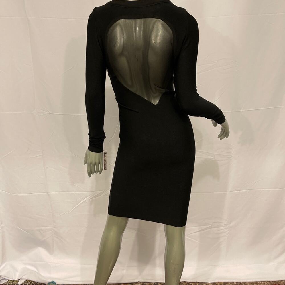 FEMME Los Angeles Black Long Sleeve Bandage Body-con  Cutout Cocktail Dress S - Picture 4 of 12